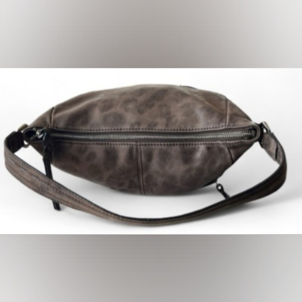 B Makowsky Animal Print Leather Hobo Bag, 12" wide x 13" length - Picture 10 of 16